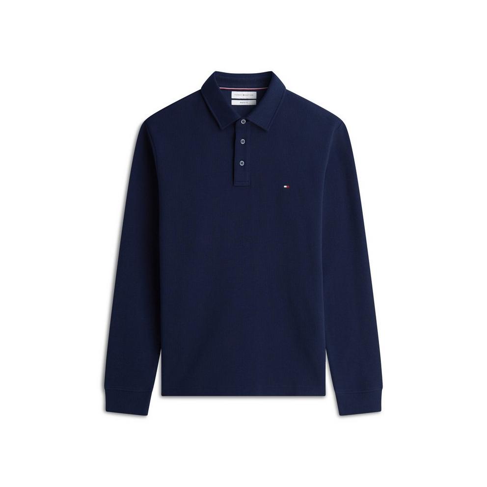 Tommy Hilfiger Men's Waffle Cotton Long-Sleeve Polo Shirt