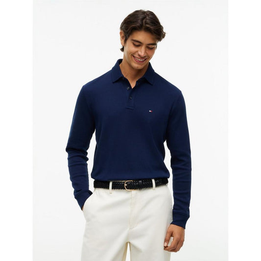 Tommy Hilfiger Men's Waffle Cotton Long-Sleeve Polo Shirt