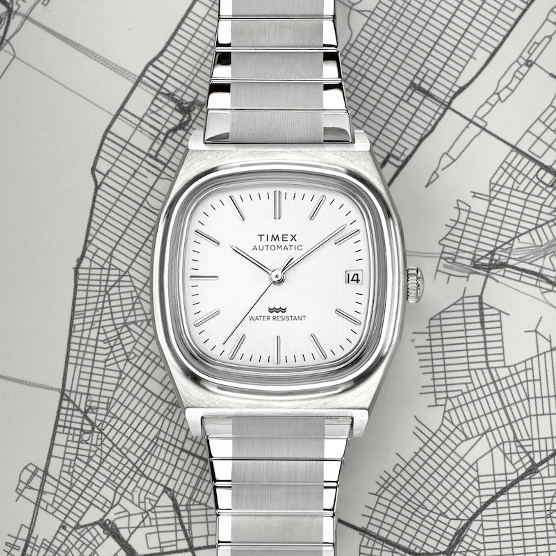 Timex Automatic 1983 E Line Reissue 34mm Stainless Steel Expansion Band Watch