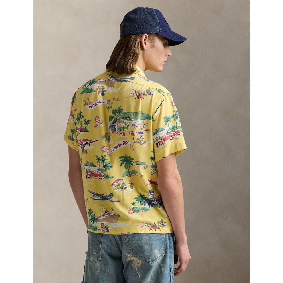 Polo Ralph Lauren Men's Rayon Bear Short-Sleeve Patterned Shirt