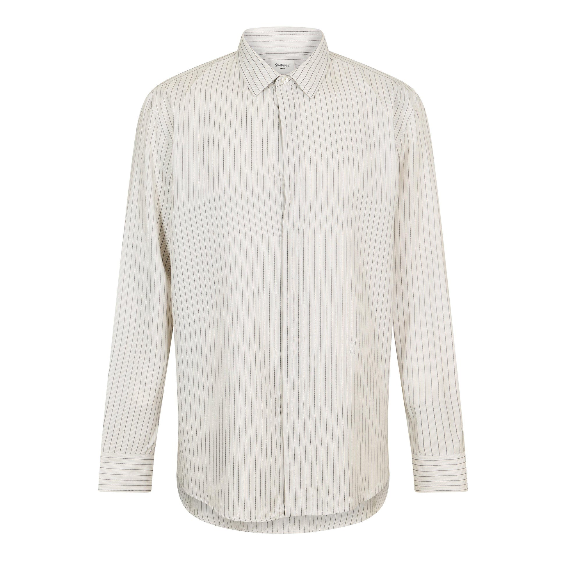 Saint Laurent Men's Cass Long Sleeve Patterned Shirt