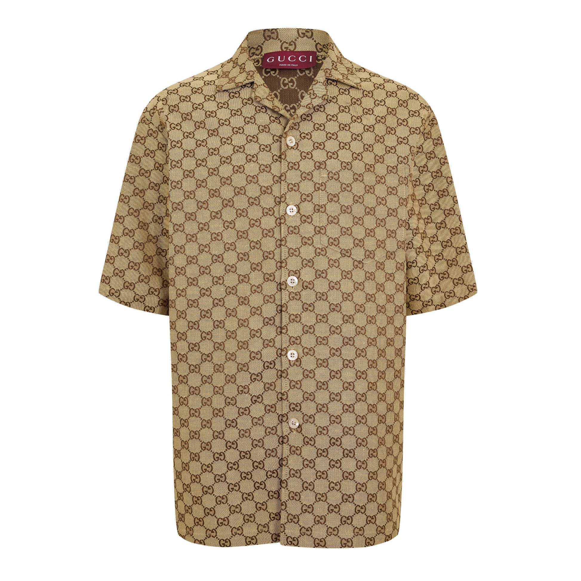 Gucci Men's GG Linen Short Sleeve Patterned Shirt