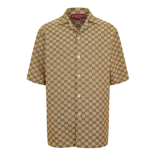 Gucci Men's GG Linen Short Sleeve Patterned Shirt