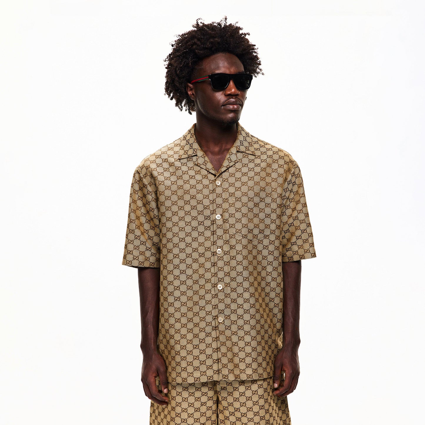 Gucci Men's GG Linen Short Sleeve Patterned Shirt