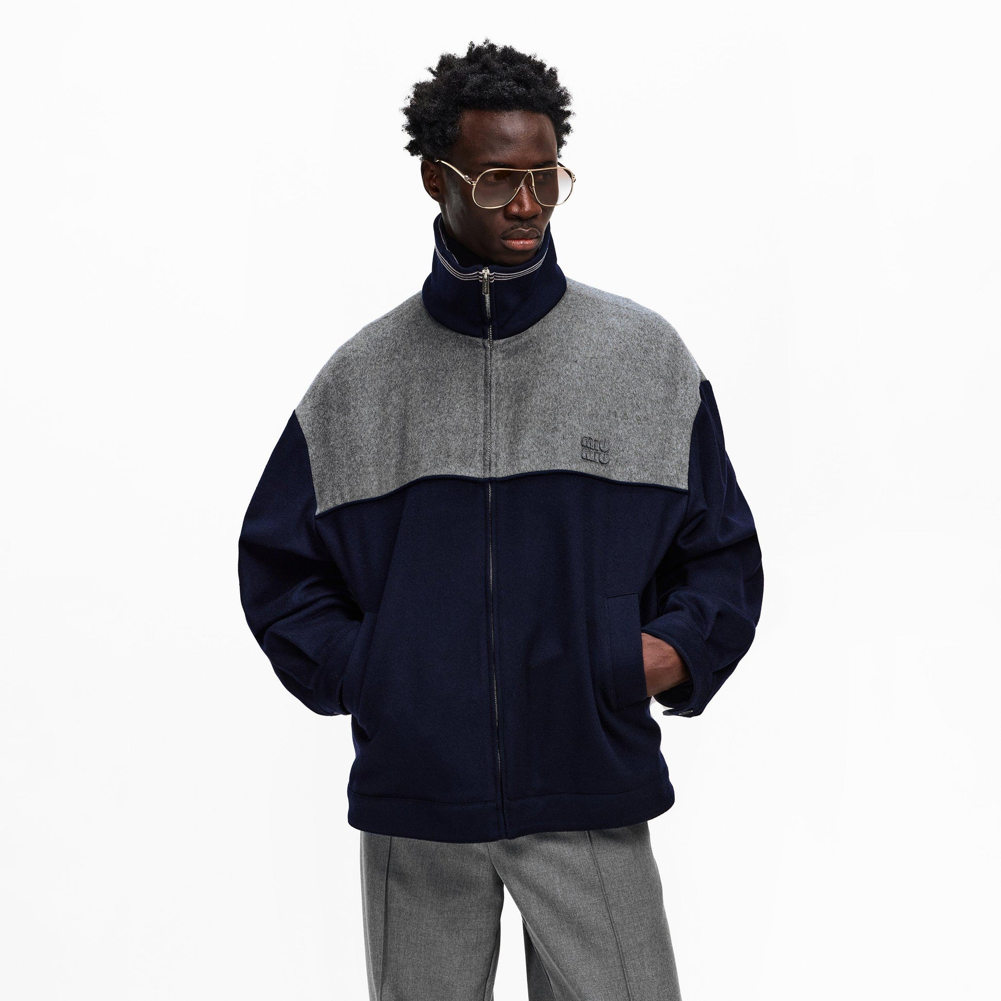 Miu Miu Mens Bicolour Zipped Fleece