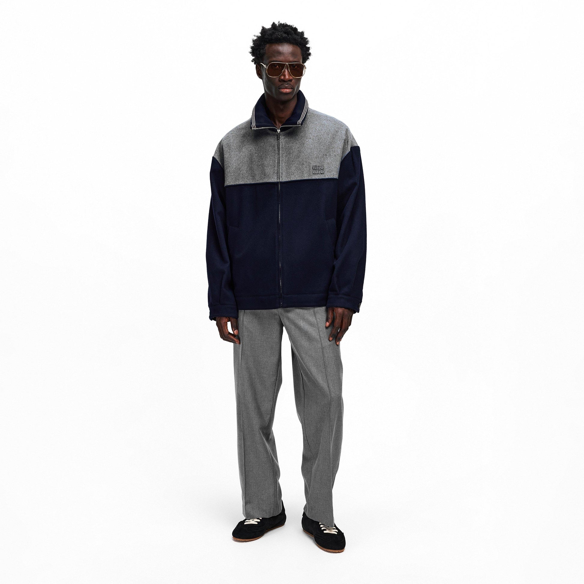 Miu Miu Mens Bicolour Zipped Fleece