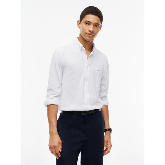 Tommy Hilfiger Men's Cotton Knitted Long-Sleeve Slim-Fit Shirt