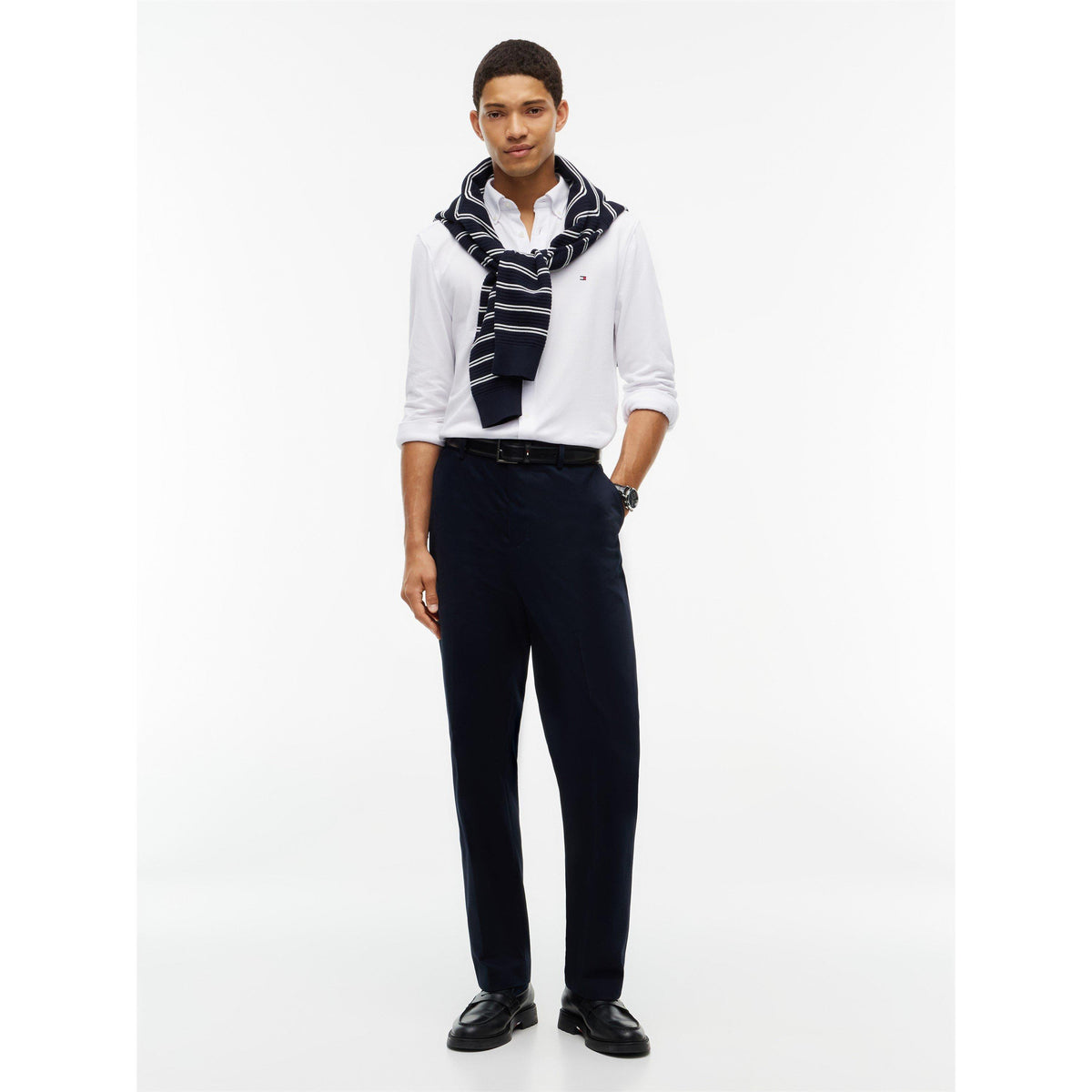 Tommy Hilfiger Men's Cotton Knitted Long-Sleeve Slim-Fit Shirt