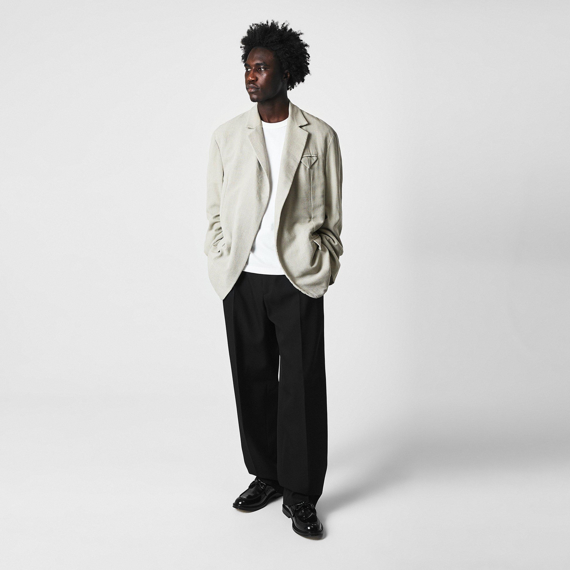 Bottega Veneta Men's Mouline Wool Silk Long Sleeve Overshirt