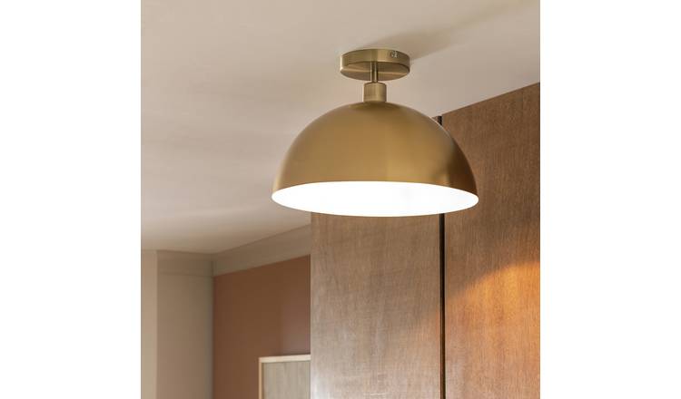 Habitat Steel Mushroom Flush Ceiling Light - Brushed Brass