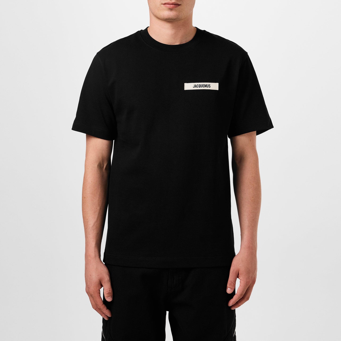 Jacquemus Men's Plain Cotton Grosgrain Tab T-Shirt