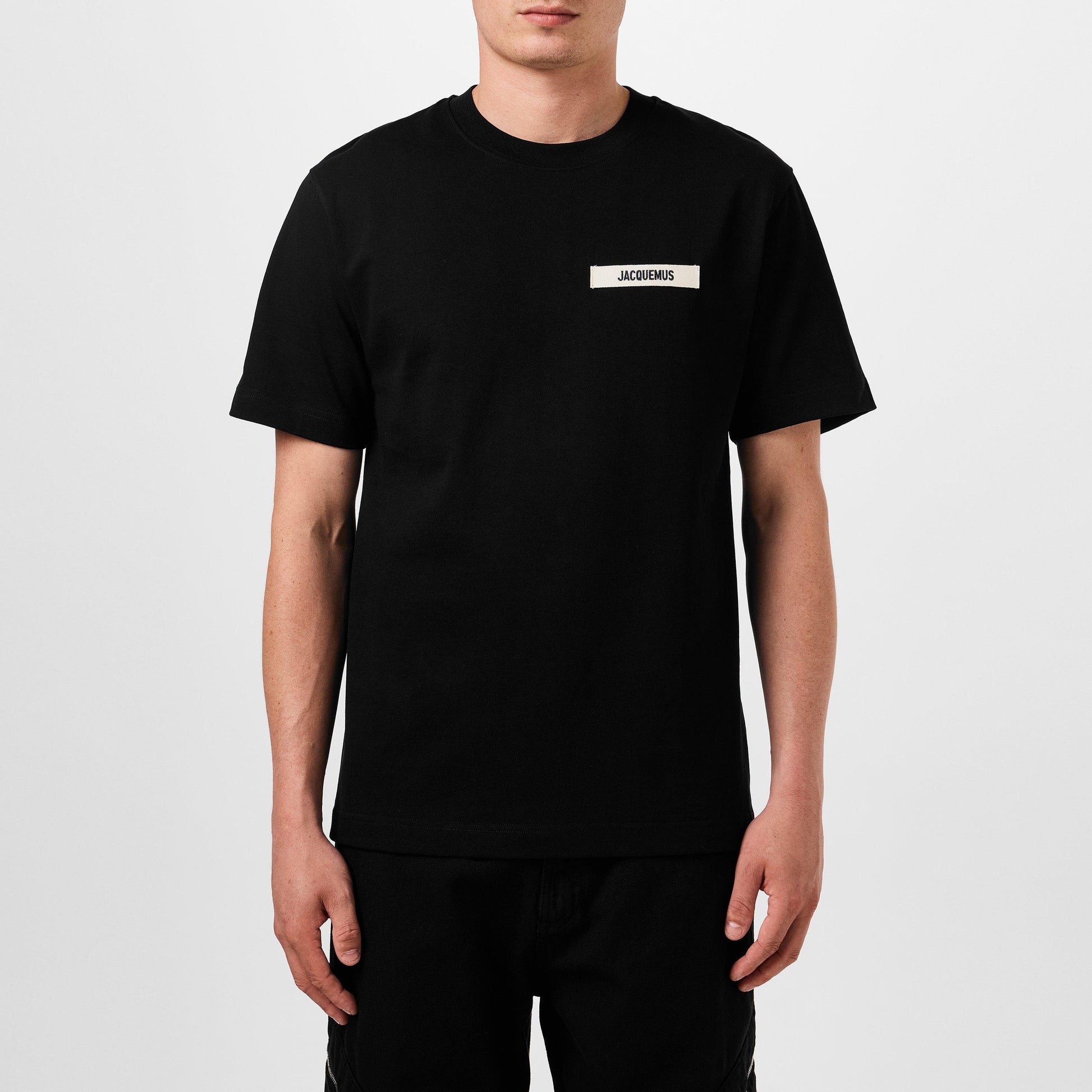 Jacquemus Men's Plain Cotton Grosgrain Tab T-Shirt