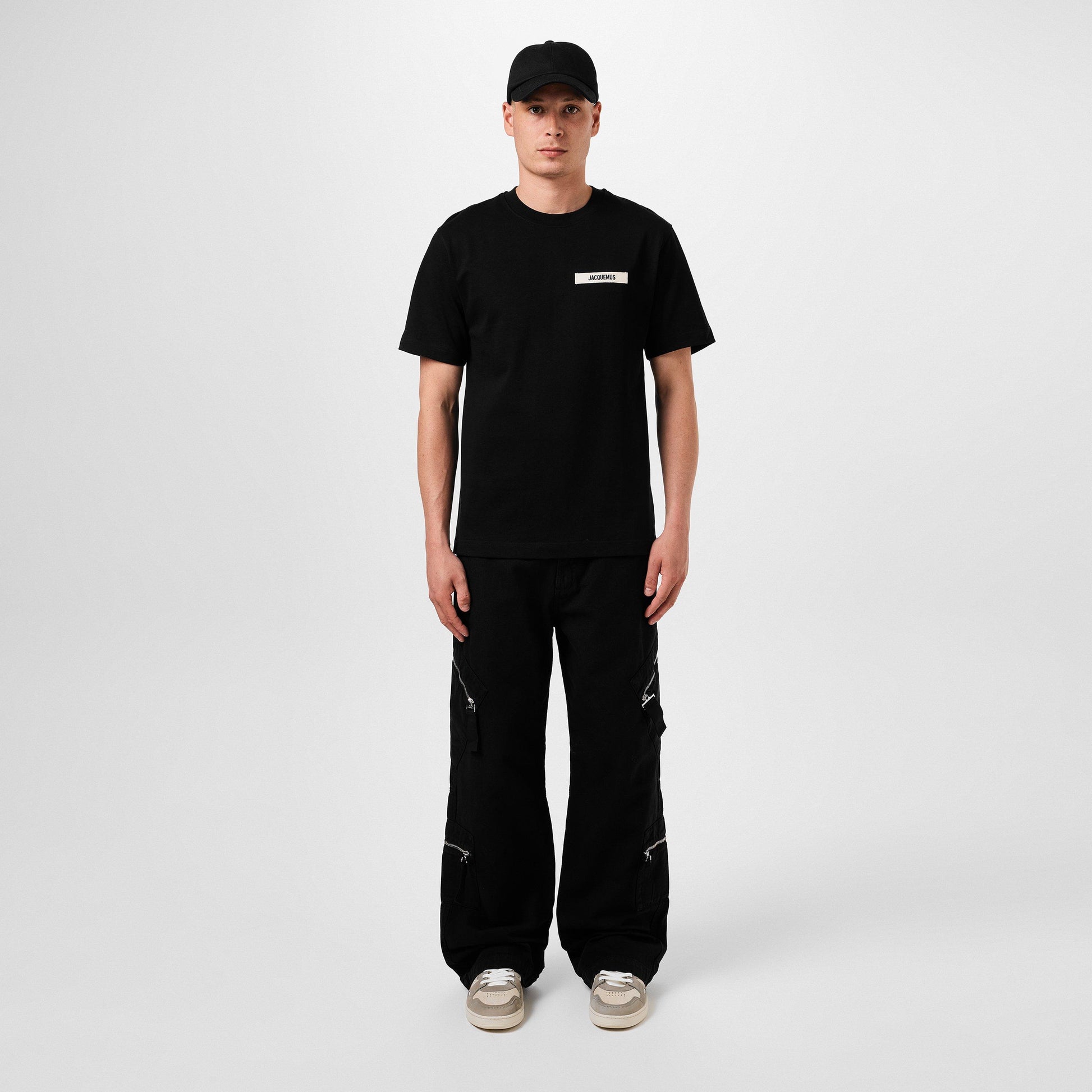 Jacquemus Men's Plain Cotton Grosgrain Tab T-Shirt