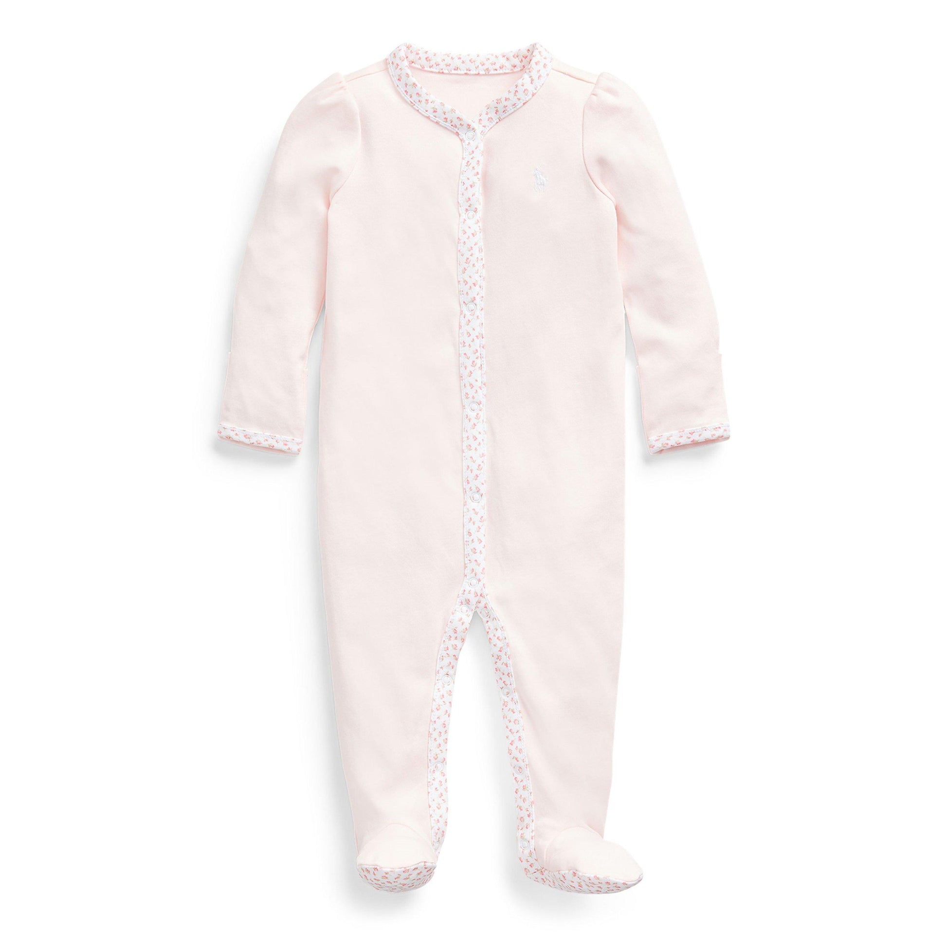 Polo Ralph Lauren Girls' Floral Trim Cotton Sleepsuit