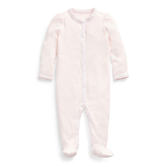 Polo Ralph Lauren Girls' Floral Trim Cotton Sleepsuit