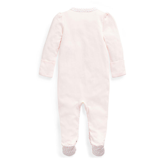 Polo Ralph Lauren Girls' Floral Trim Cotton Sleepsuit
