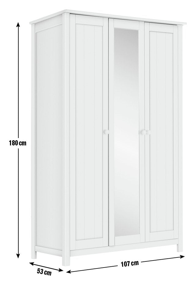Argos Home New Scandinavia 3 Door Mirrored Wardrobe - Pine