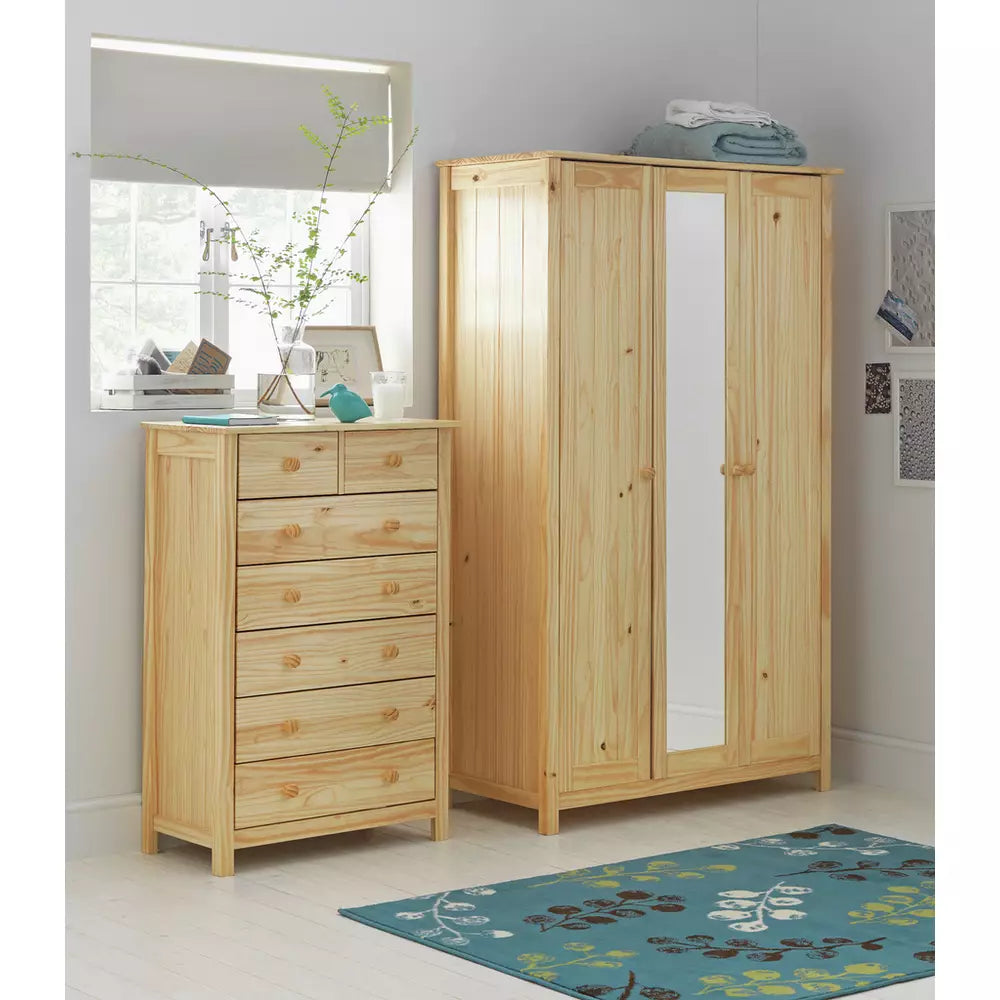 Argos Home New Scandinavia 3 Door Mirrored Wardrobe - Pine