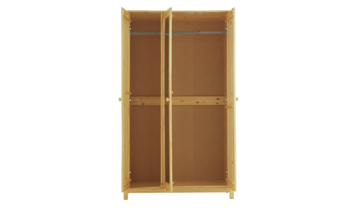 Argos Home New Scandinavia 3 Door Mirrored Wardrobe - Pine
