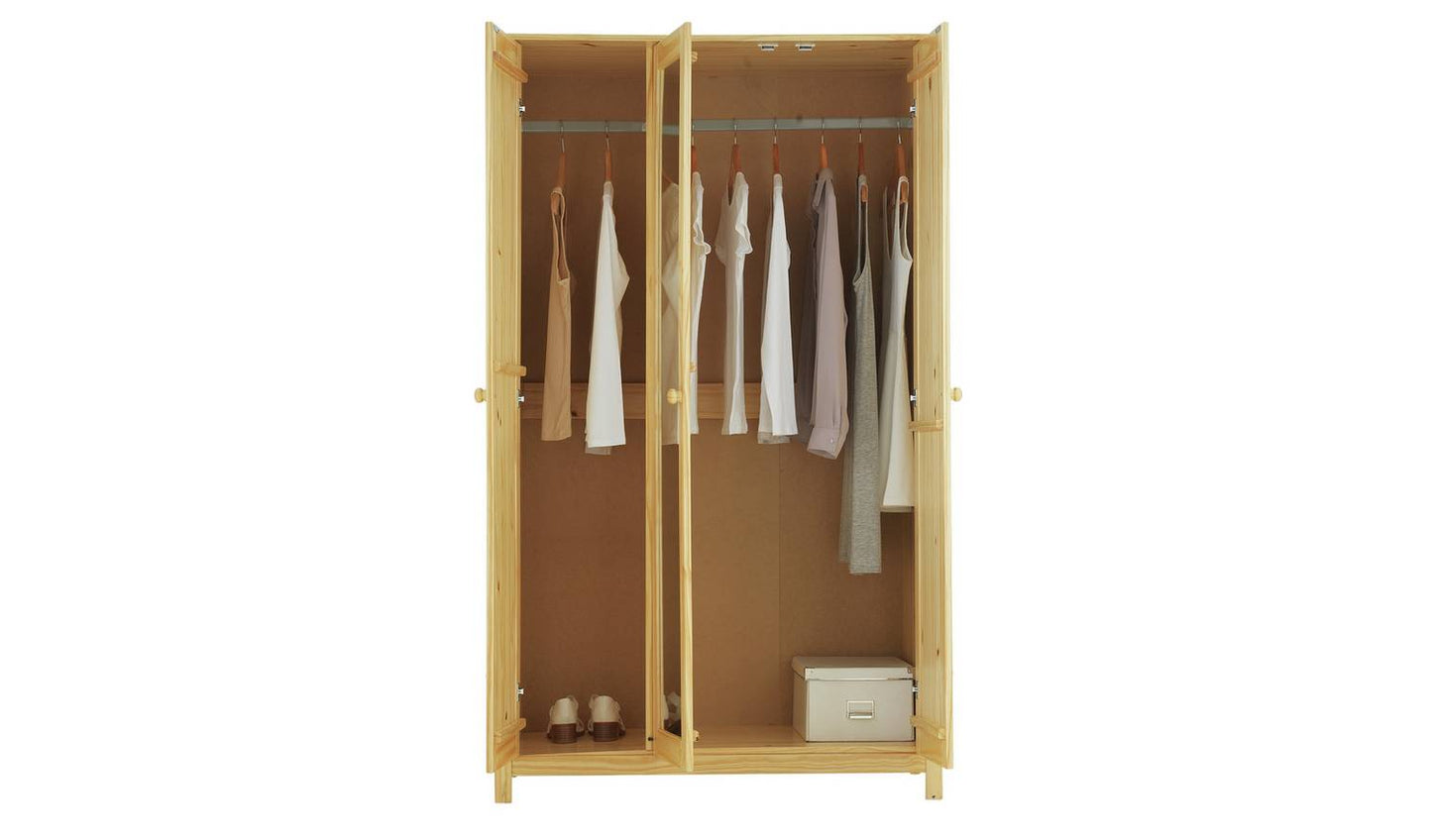 Argos Home New Scandinavia 3 Door Mirrored Wardrobe - Pine