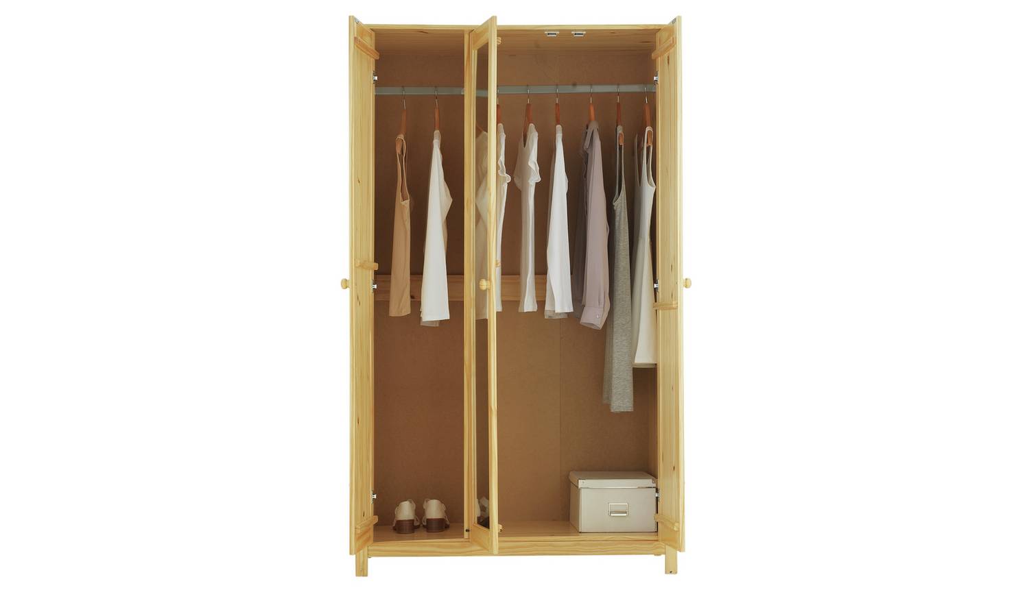 Argos Home New Scandinavia 3 Door Mirrored Wardrobe - Pine
