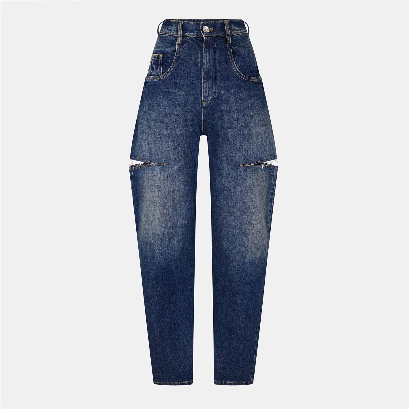 Denim Jeans With Slash Details.