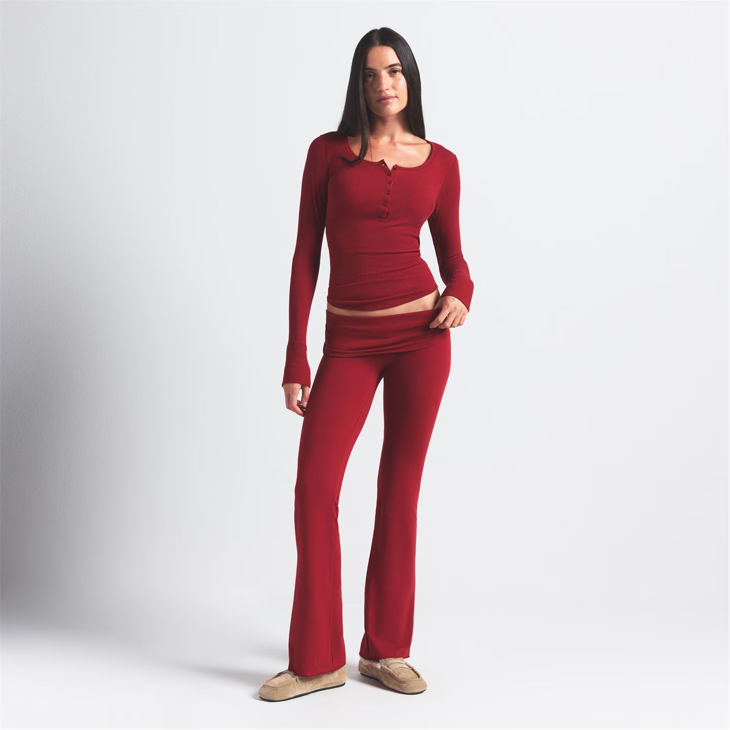 Womens Cotton Jersey Foldover Pant