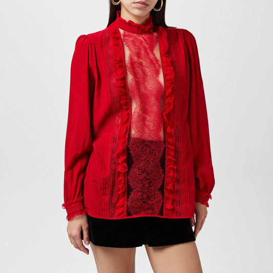 Valentino Crepe Ruffle Blouse