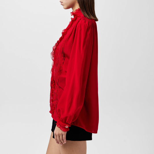 Valentino Crepe Ruffle Blouse