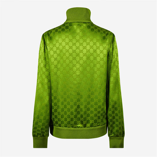 Women's Jacquard GG Viscose Funnel Neck Long Sleeve Bomber Jacket