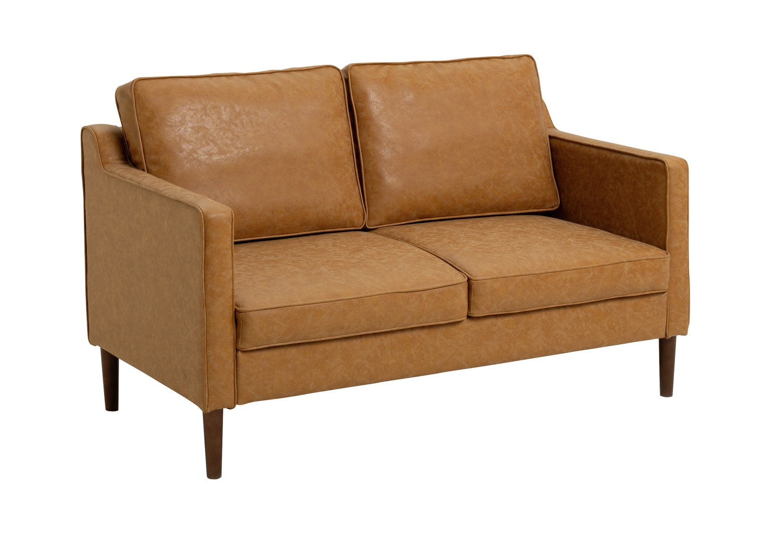 Argos Home Knox Faux Leather 2 Seater Sofa - Tan