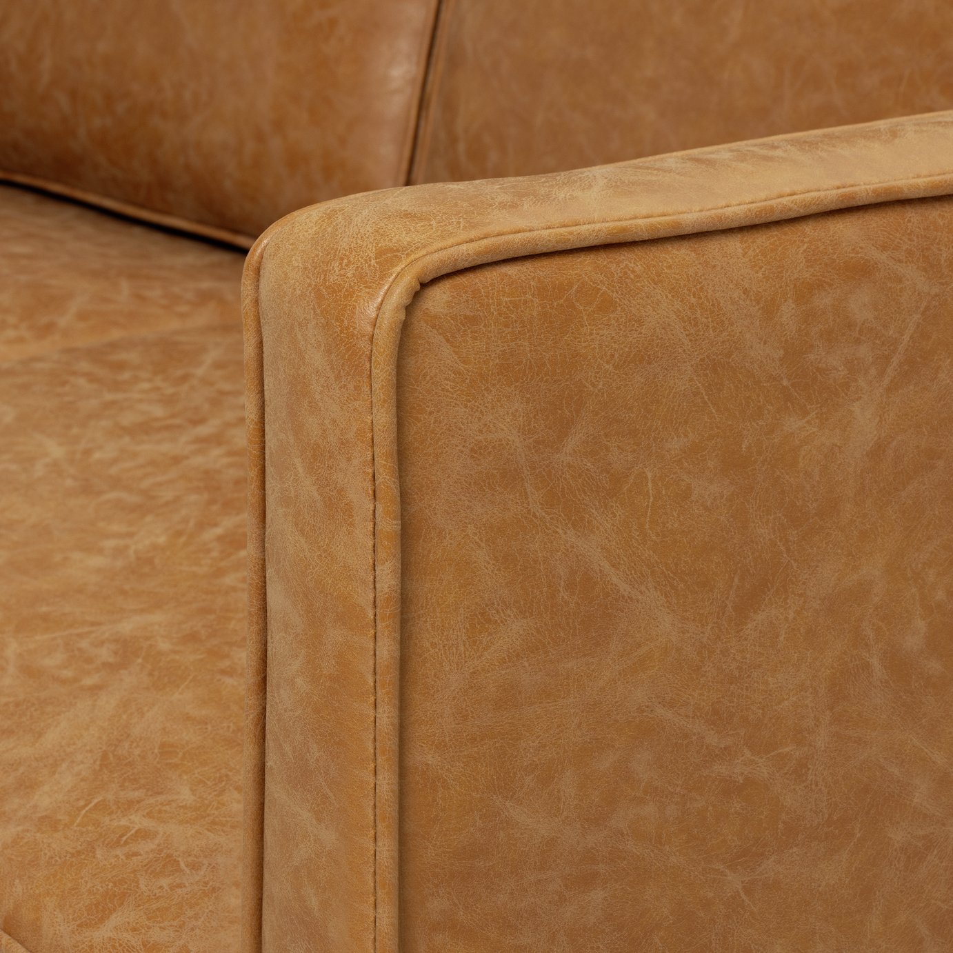 Argos Home Knox Faux Leather 2 Seater Sofa - Tan