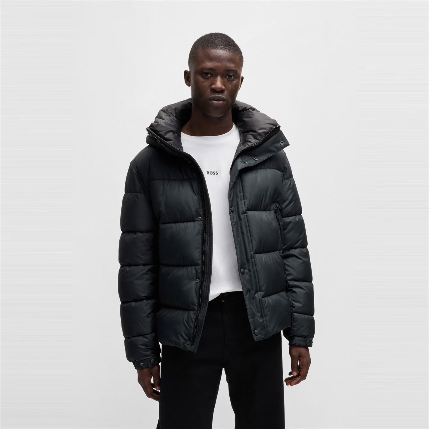 Boss Men's Omaris Water-Repellent Hooded Long Sleeve Short Puffer Jacket