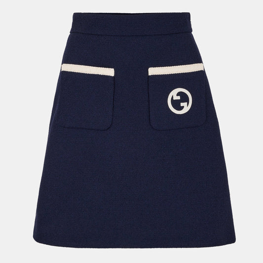 Gucci Women's Retro Tweed Wool Skirt