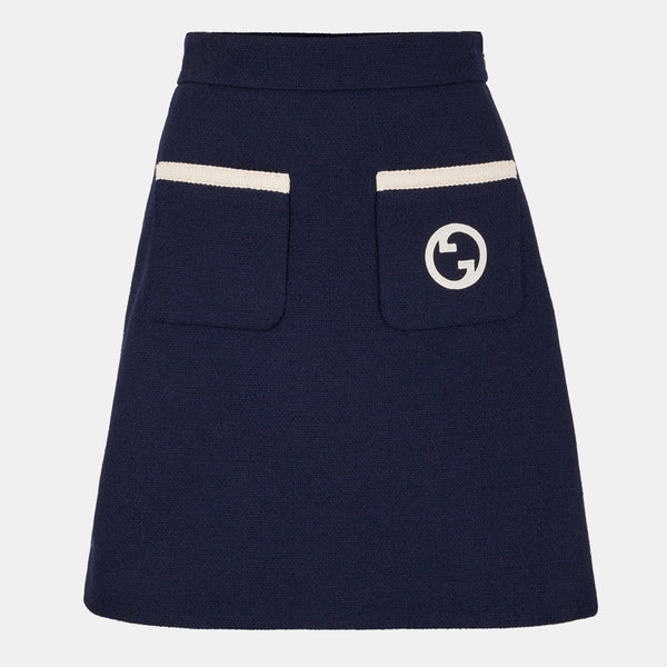 Gucci Women's Retro Tweed Wool Skirt