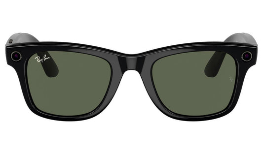 Ray-Ban Meta Wayfarer Glasses - Shiny Black, G15 Green