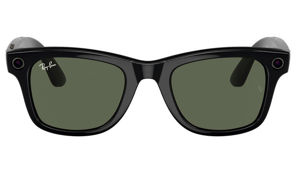 Ray-Ban Meta Wayfarer Glasses - Shiny Black, G15 Green
