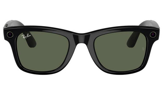 Ray-Ban Meta Wayfarer Glasses - Shiny Black, G15 Green