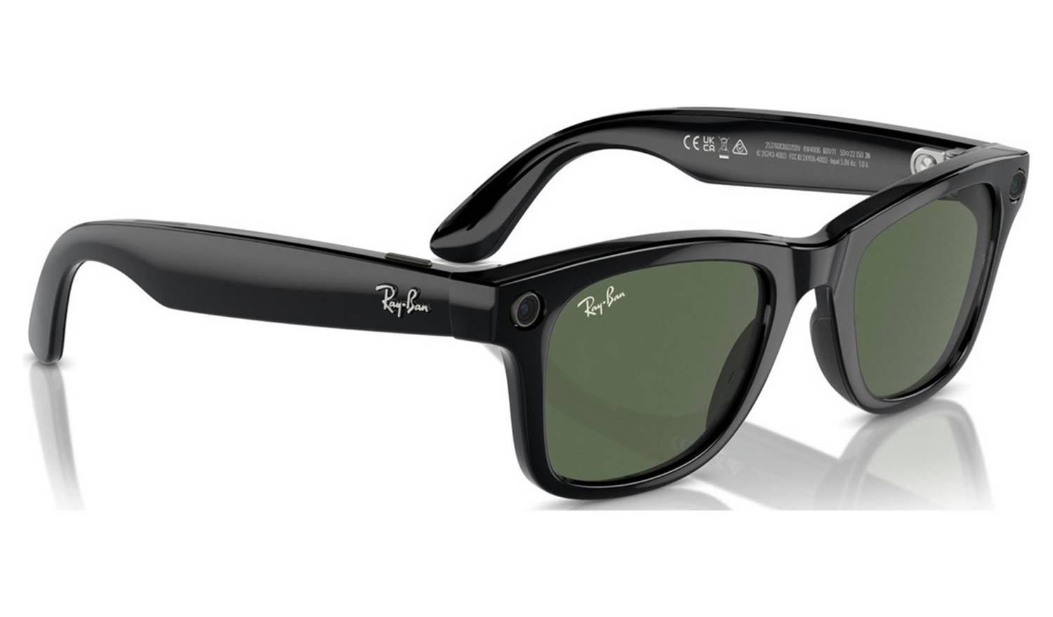 Ray-Ban Meta Wayfarer Glasses - Shiny Black, G15 Green