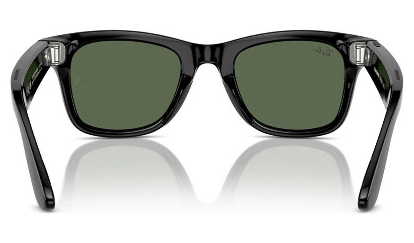 Ray-Ban Meta Wayfarer Glasses - Shiny Black, G15 Green