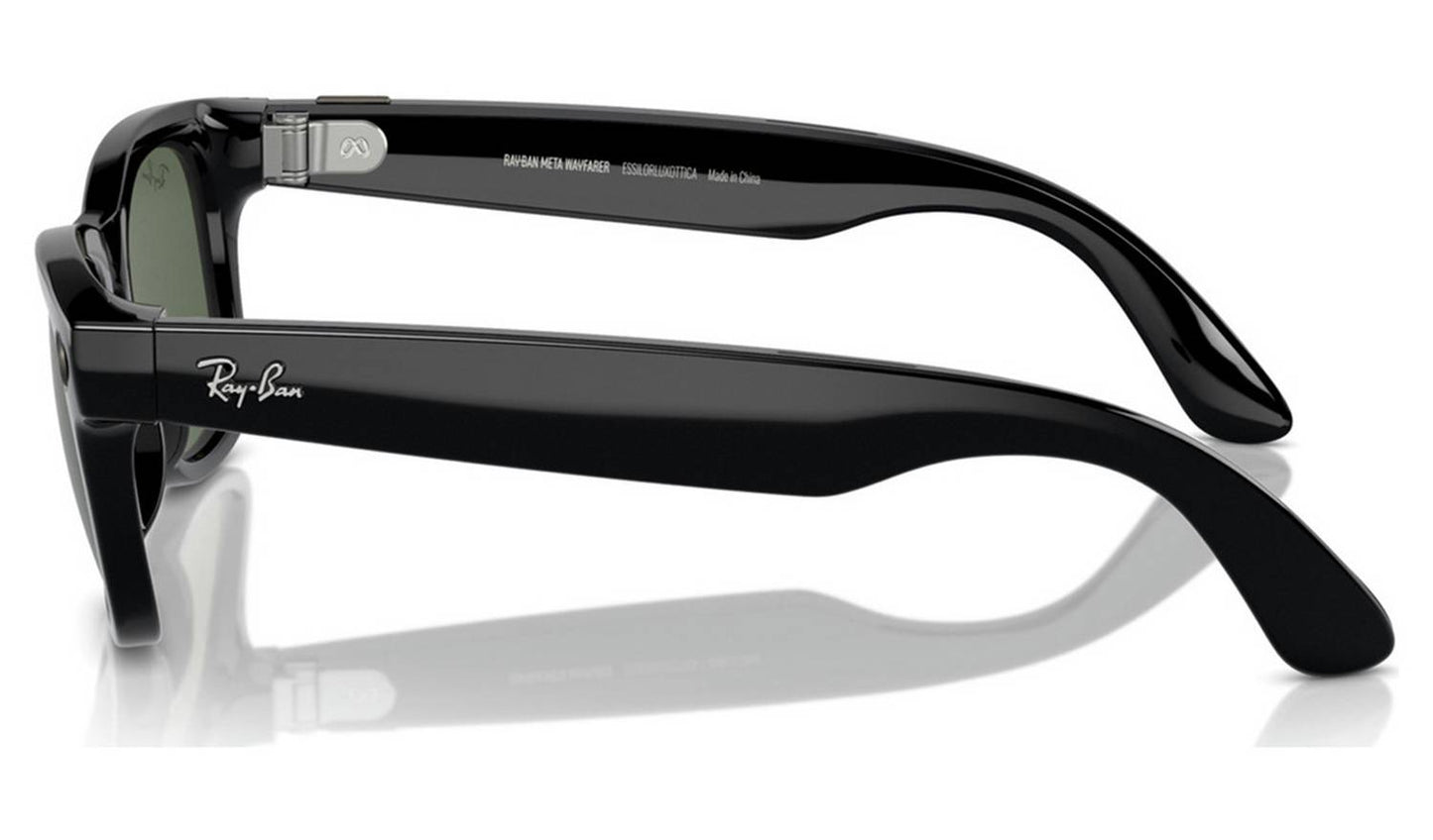 Ray-Ban Meta Wayfarer Glasses - Shiny Black, G15 Green