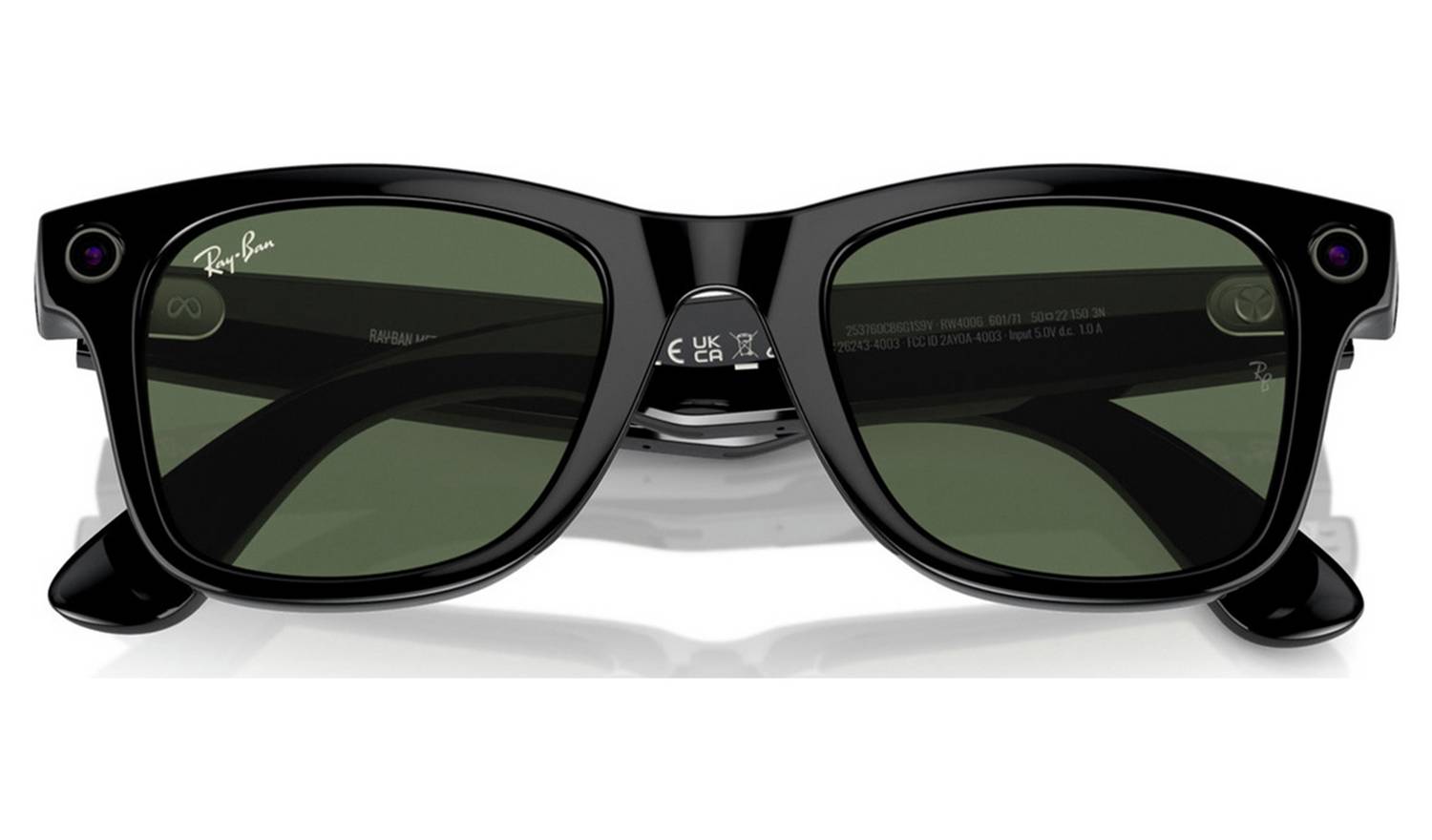 Ray-Ban Meta Wayfarer Glasses - Shiny Black, G15 Green