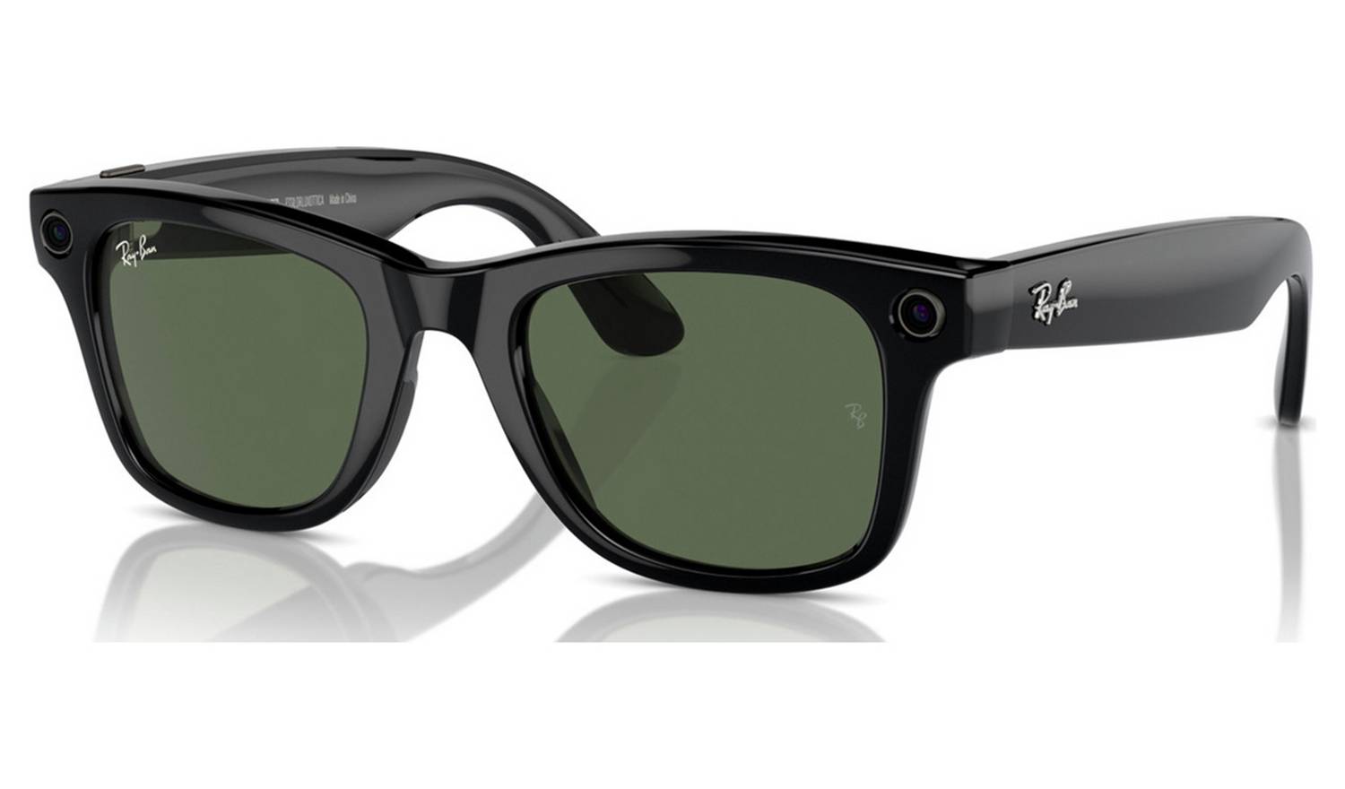 Ray-Ban Meta Wayfarer Glasses - Shiny Black, G15 Green