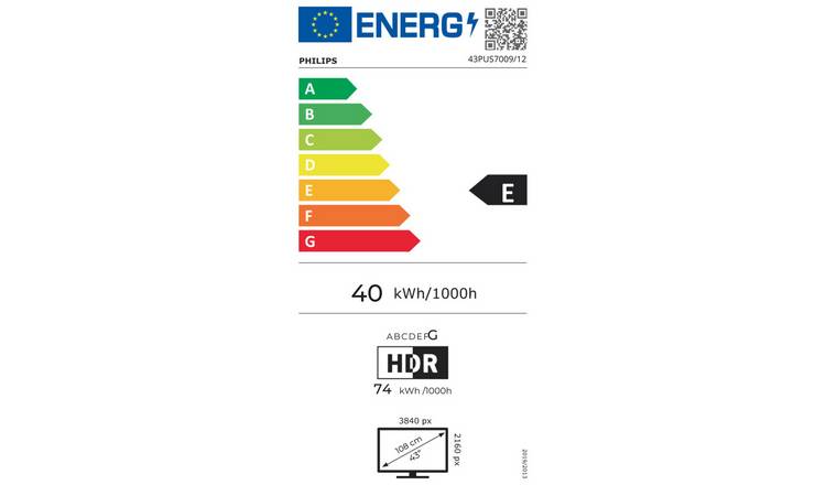 Philips 43 Inch 43PUS7009 Smart 4K UHD HDR LED Freeview TV