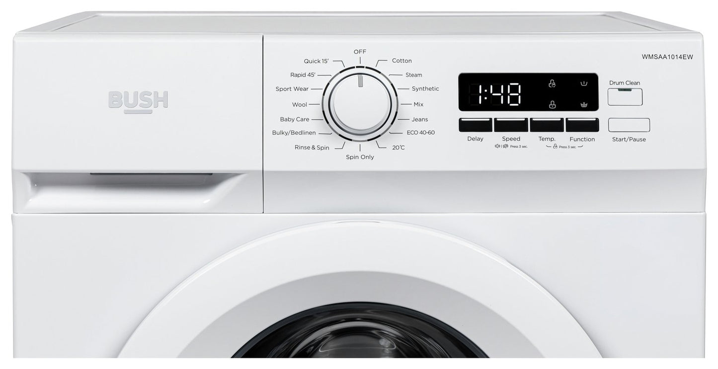Bush WMSAA1014EW 10KG 1400 Spin Washing Machine - White