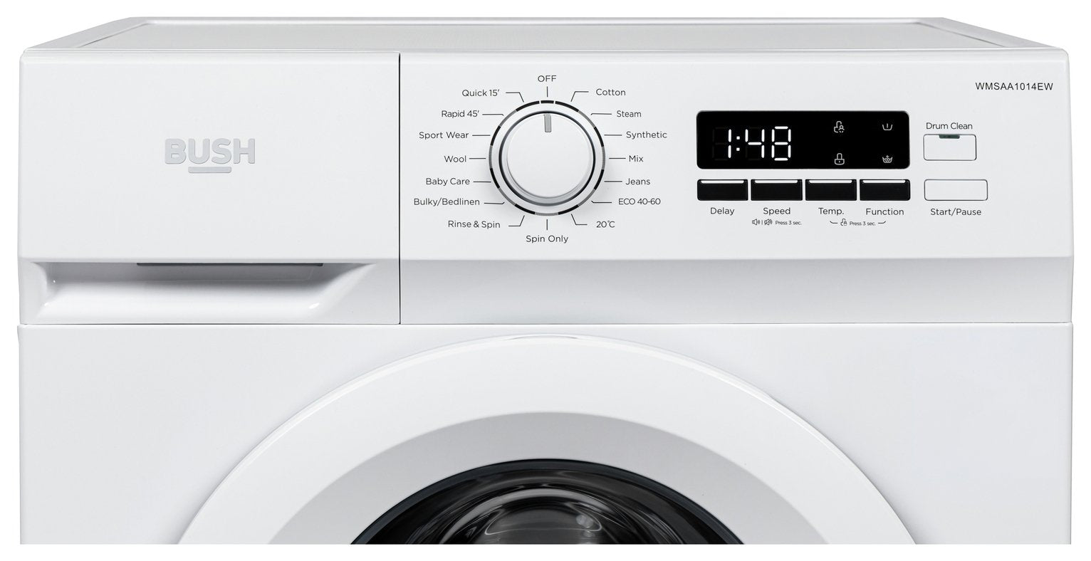 Bush WMSAA1014EW 10KG 1400 Spin Washing Machine - White