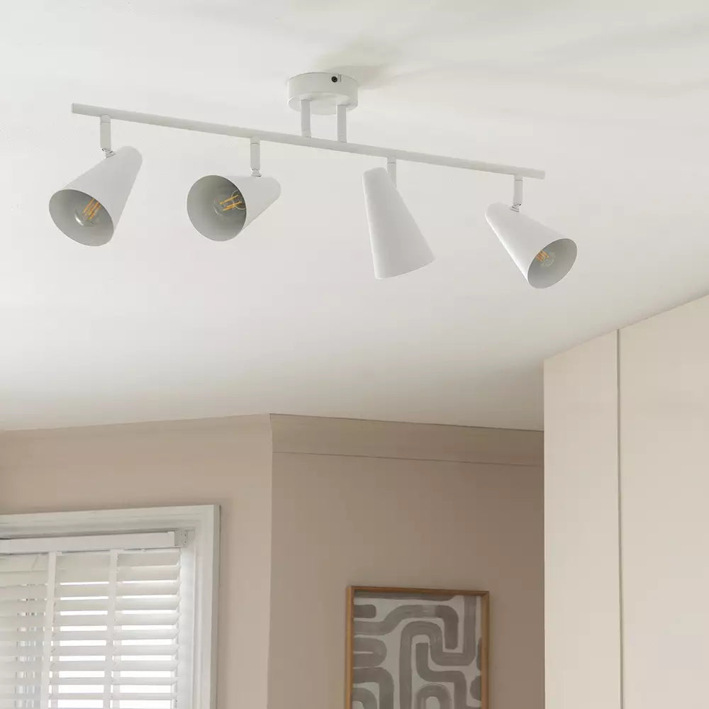 Habitat Steel 4 Lights Spotlight Bar - Matt White