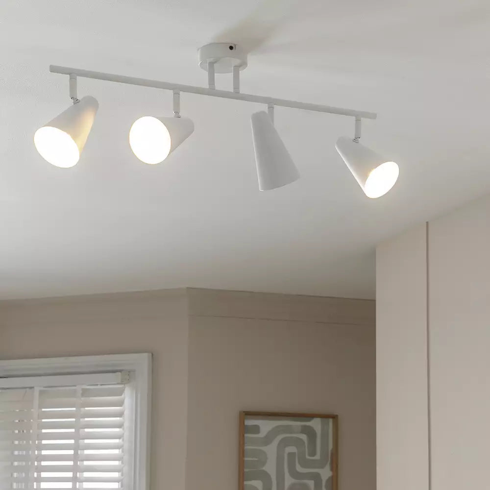 Habitat Steel 4 Lights Spotlight Bar - Matt White