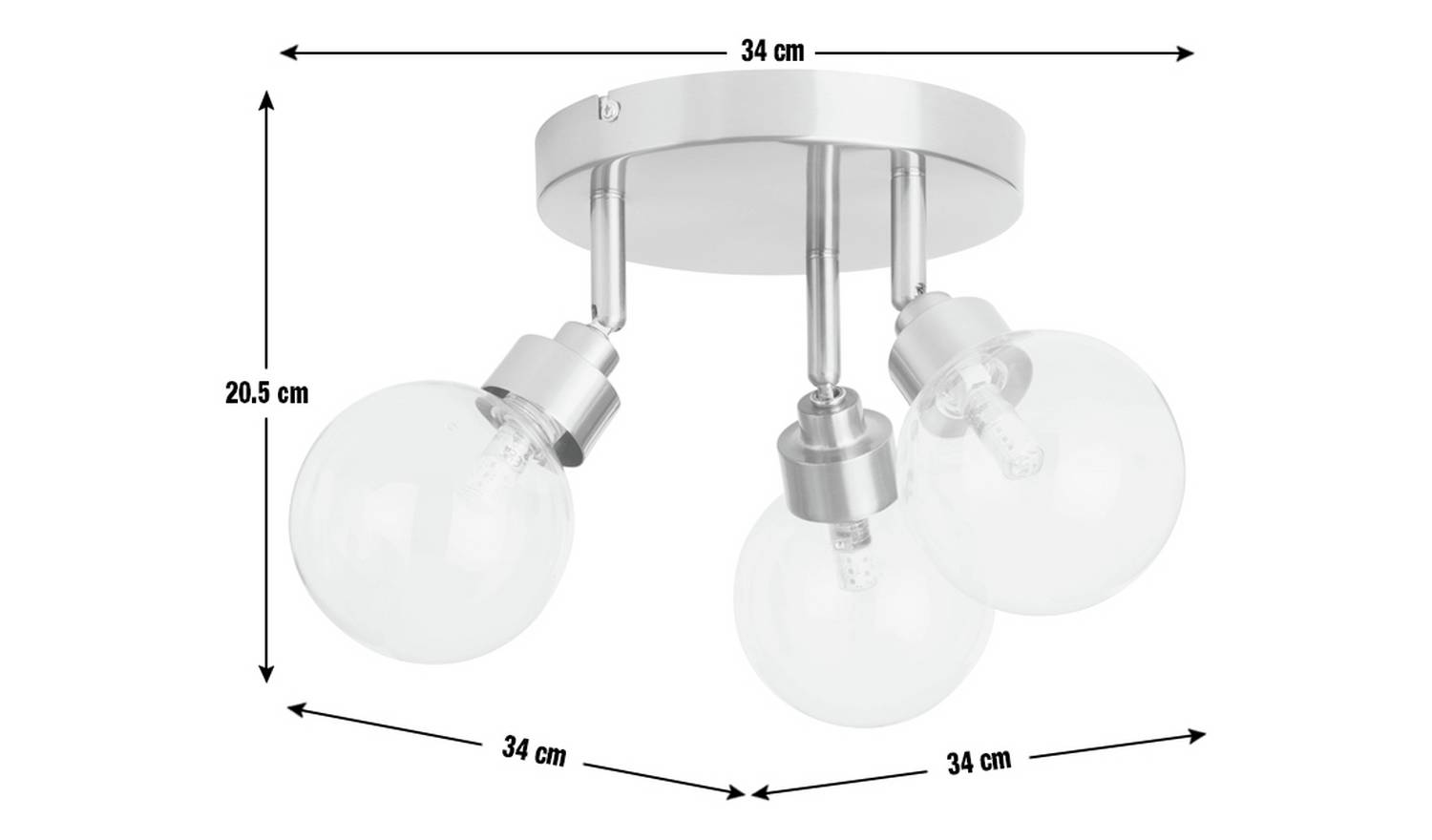 Habitat Tay Stainless Steel 3 Lights Spotlight - Brass