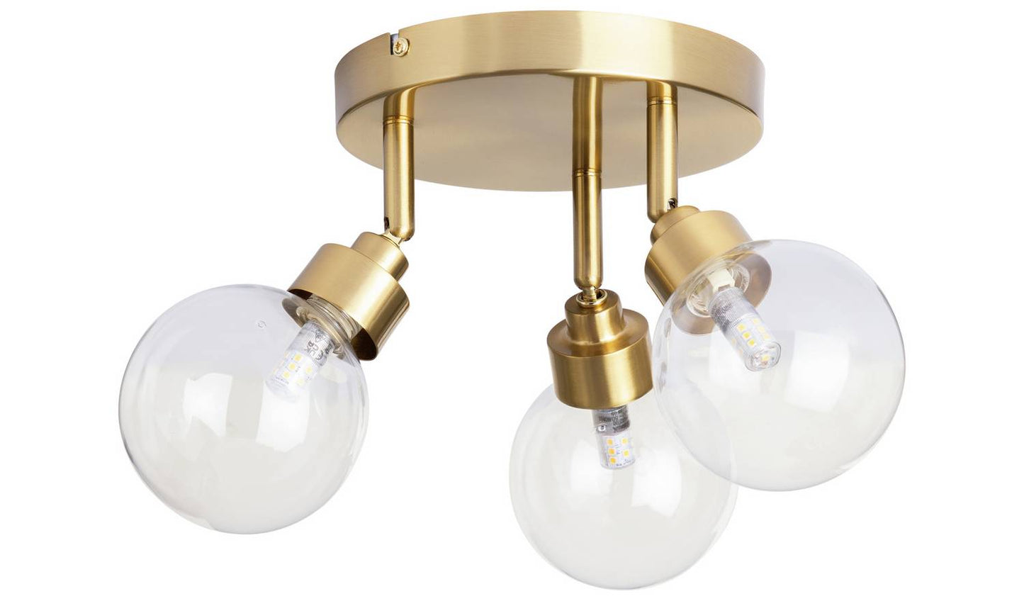 Habitat Tay Stainless Steel 3 Lights Spotlight - Brass